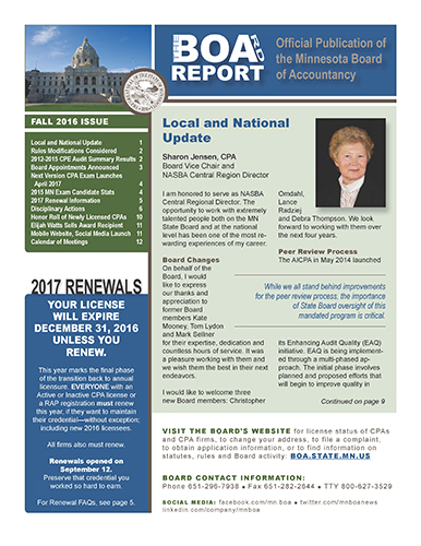 Newsletter Archive | Minnesota Board of Accountancy